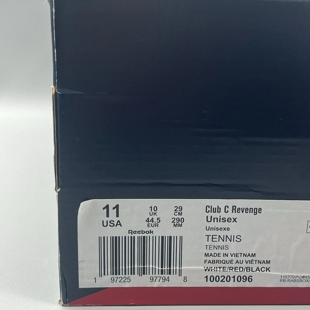 Reebok Classic Club C Revenge White Red Retro Shoes - Men's Size 11 NEW - Picture 8 of 8